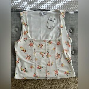AFRM Floral Camisole - Cream and Orange